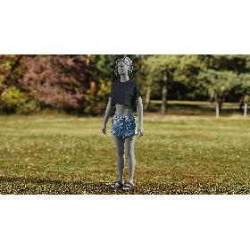 Women's Jean Shorts with Tshirt and Slippers 3D